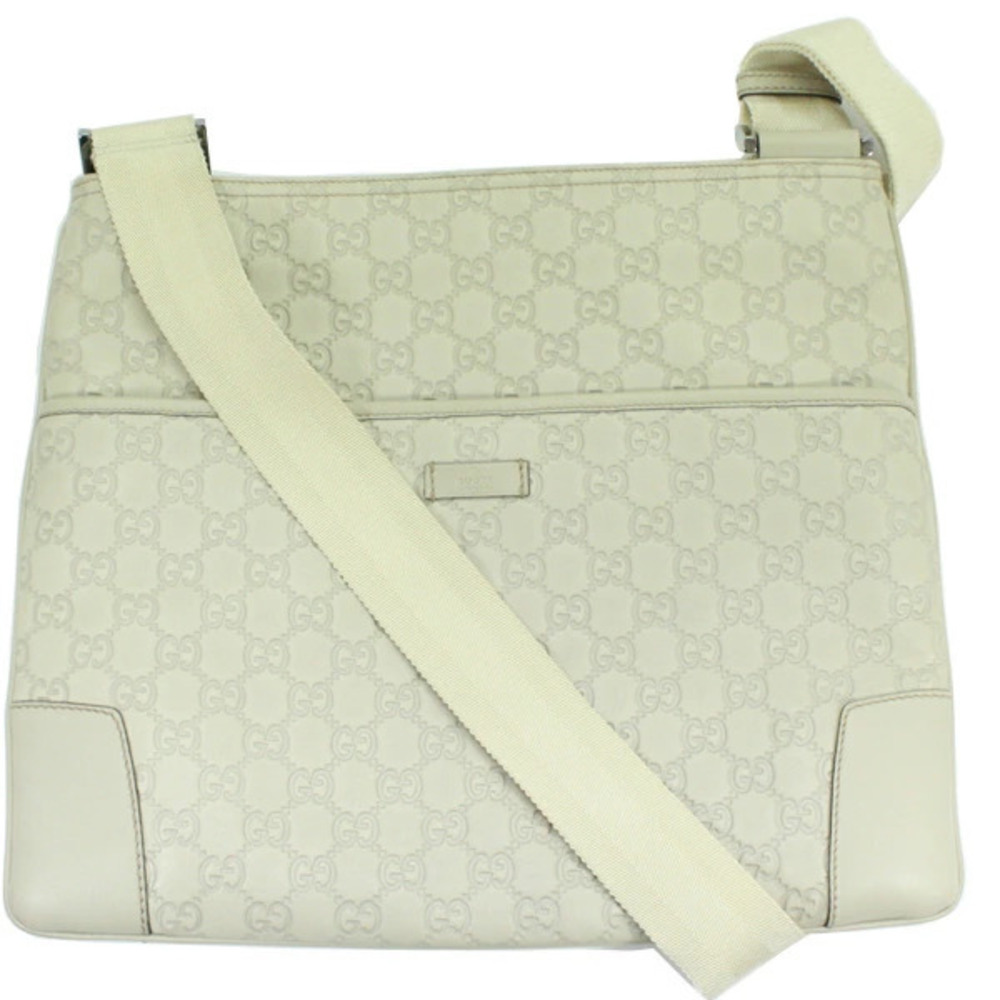 GUCCI GG leather Guccissima shoulder bag Off white